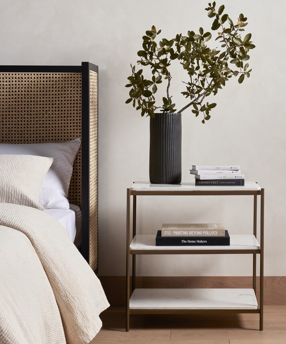 Felix Nightstand Polished White Marble OL