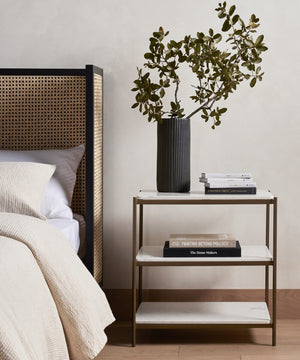 Felix Nightstand Polished White Marble OL