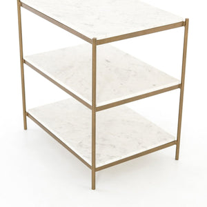 Felix Nightstand Polished White Marble OL