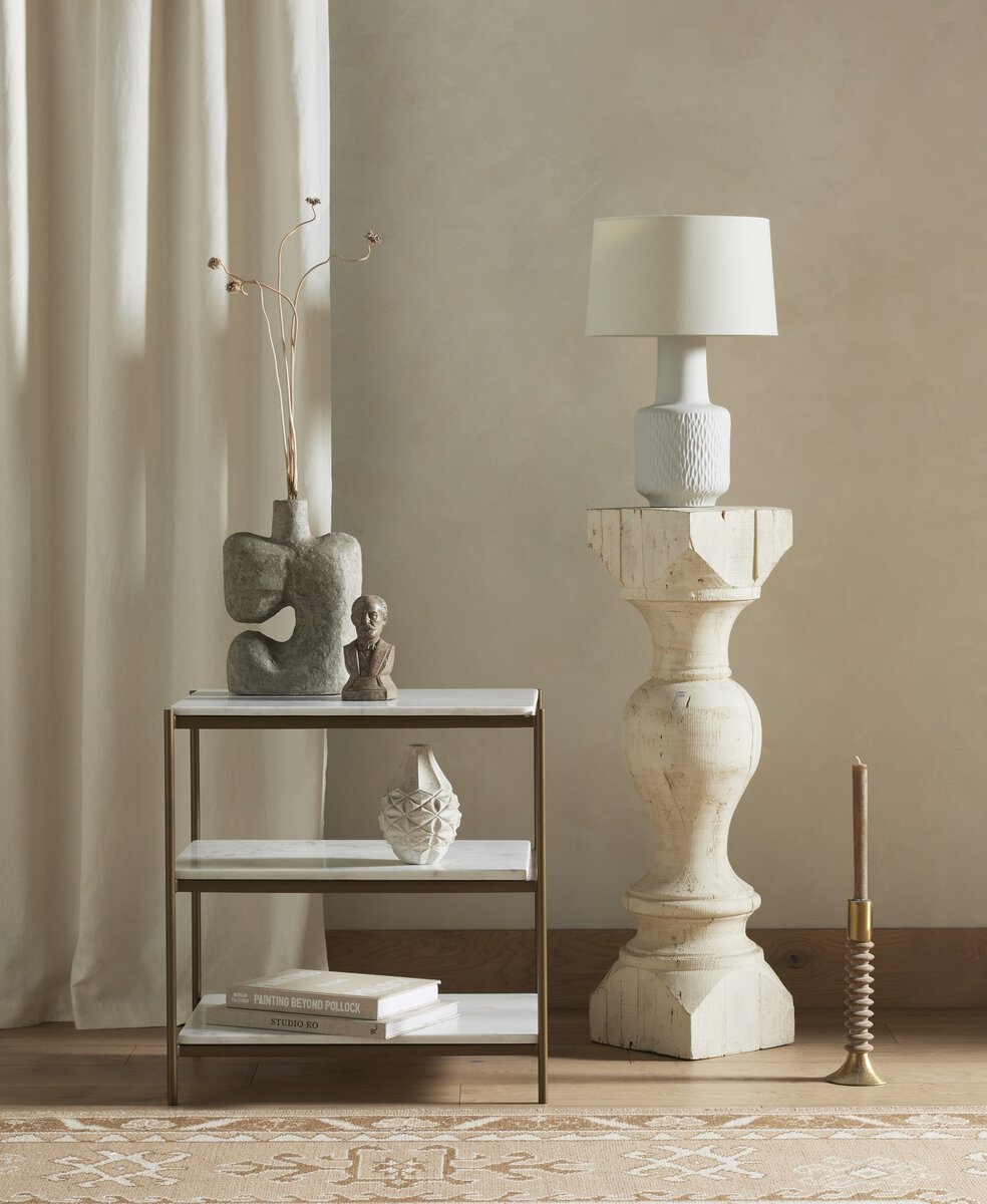 Felix Nightstand Polished White Marble OL