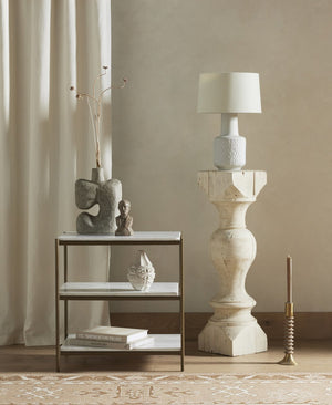 Felix Nightstand Polished White Marble OL