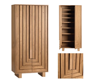 The Linear Haven Geometric Wood Shoe Cabinet - OL