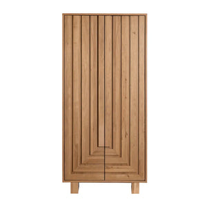 The Linear Haven Geometric Wood Shoe Cabinet - OL