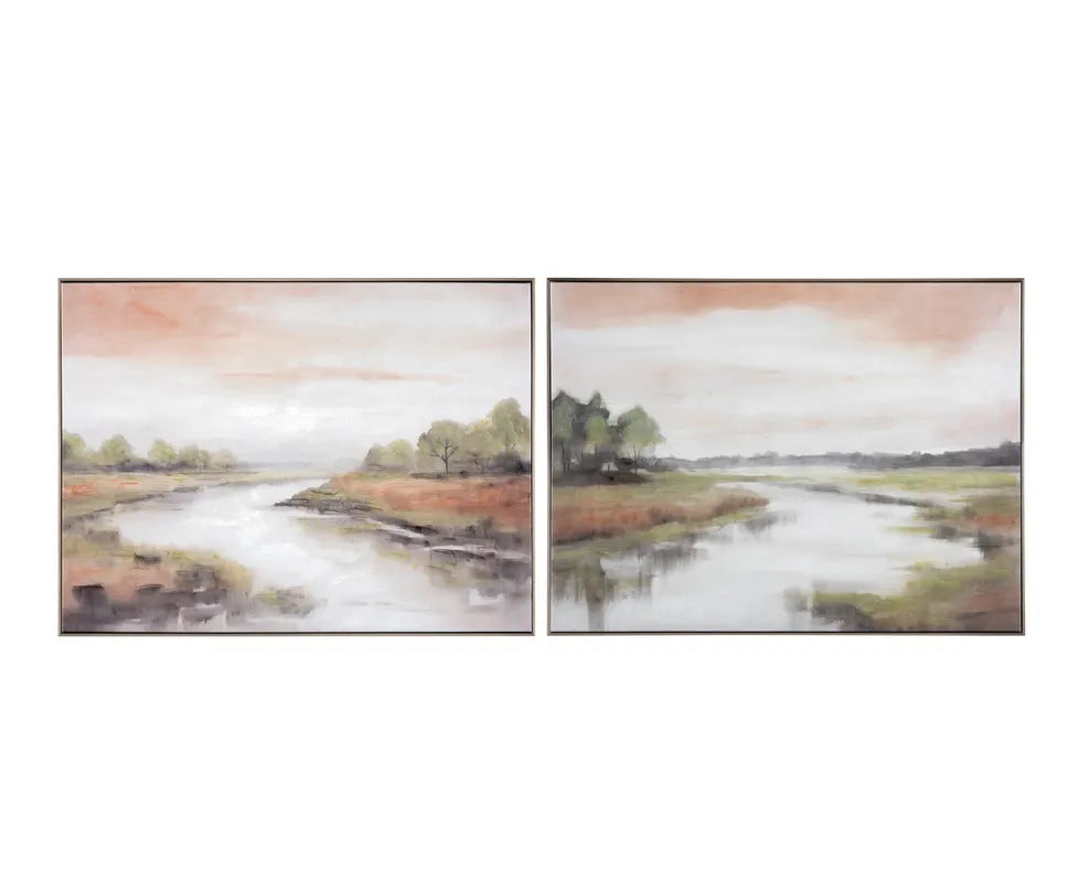 Lowcountry Waters Framed Canvas Art - Set of 2 - OL