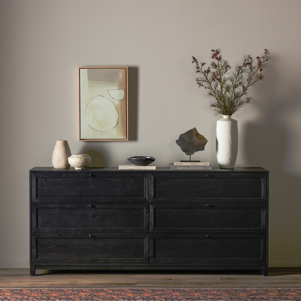 Millie 6 Drawer Dresser Drifted Matte Black Veneer OL