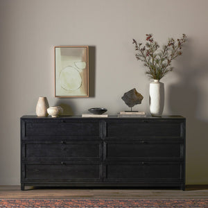 Millie 6 Drawer Dresser Drifted Matte Black Veneer OL