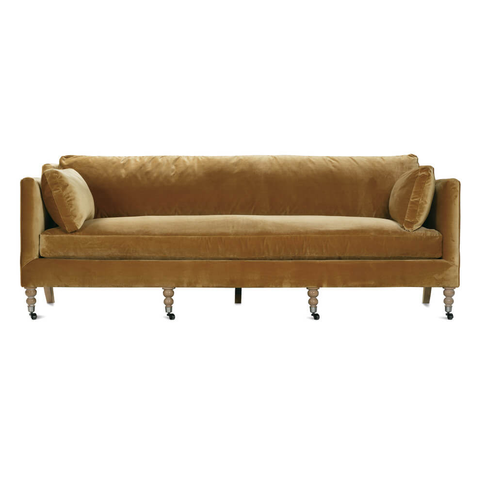 Madeline Sofa - Antiqued Amber Velvet 90" - OL