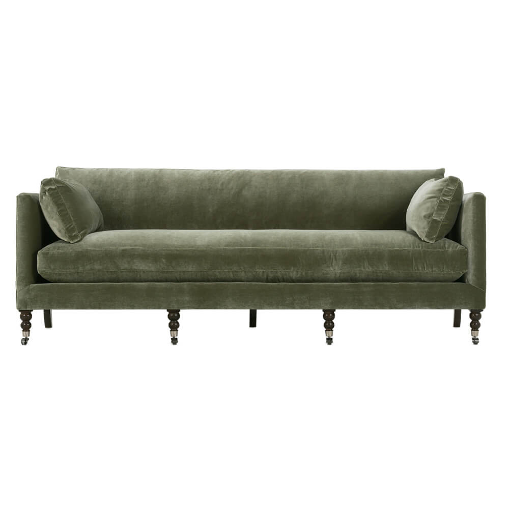 Madeline Sofa - Antiqued Moss Velvet 90" - OL