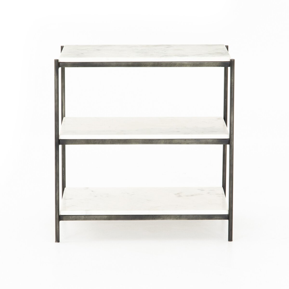 Felix Nightstand Grey Polished White Marble OL