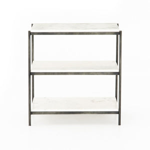 Felix Nightstand Grey Polished White Marble OL