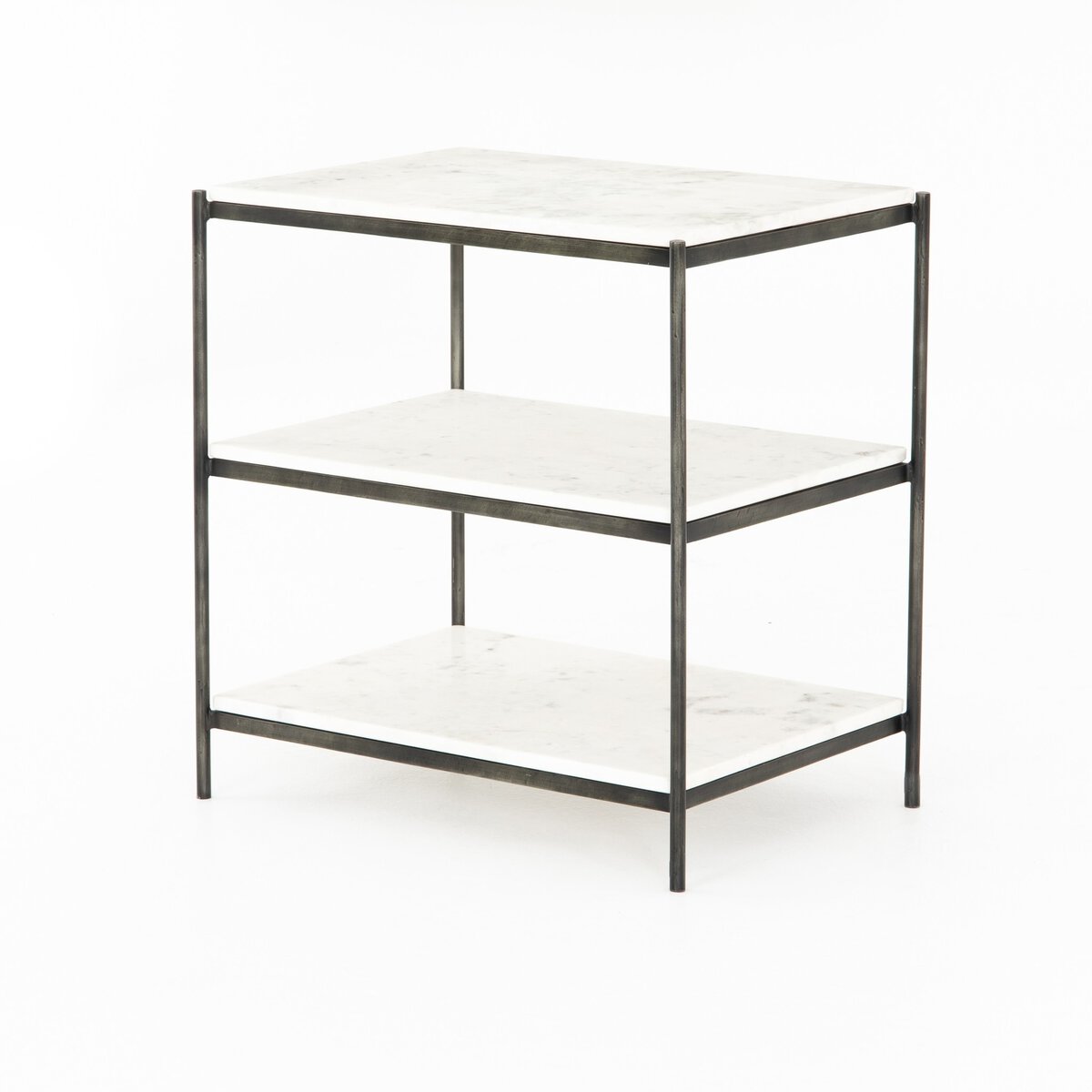Felix Nightstand Grey Polished White Marble OL