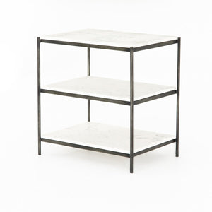 Felix Nightstand Grey Polished White Marble OL