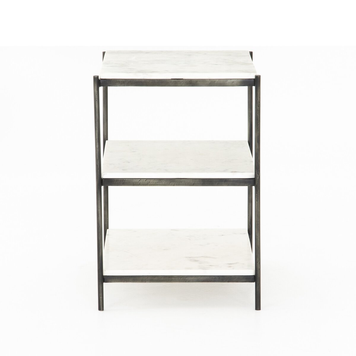 Felix Nightstand Grey Polished White Marble OL
