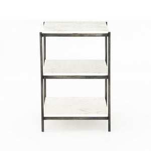 Felix Nightstand Grey Polished White Marble OL