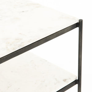 Felix Nightstand Grey Polished White Marble OL