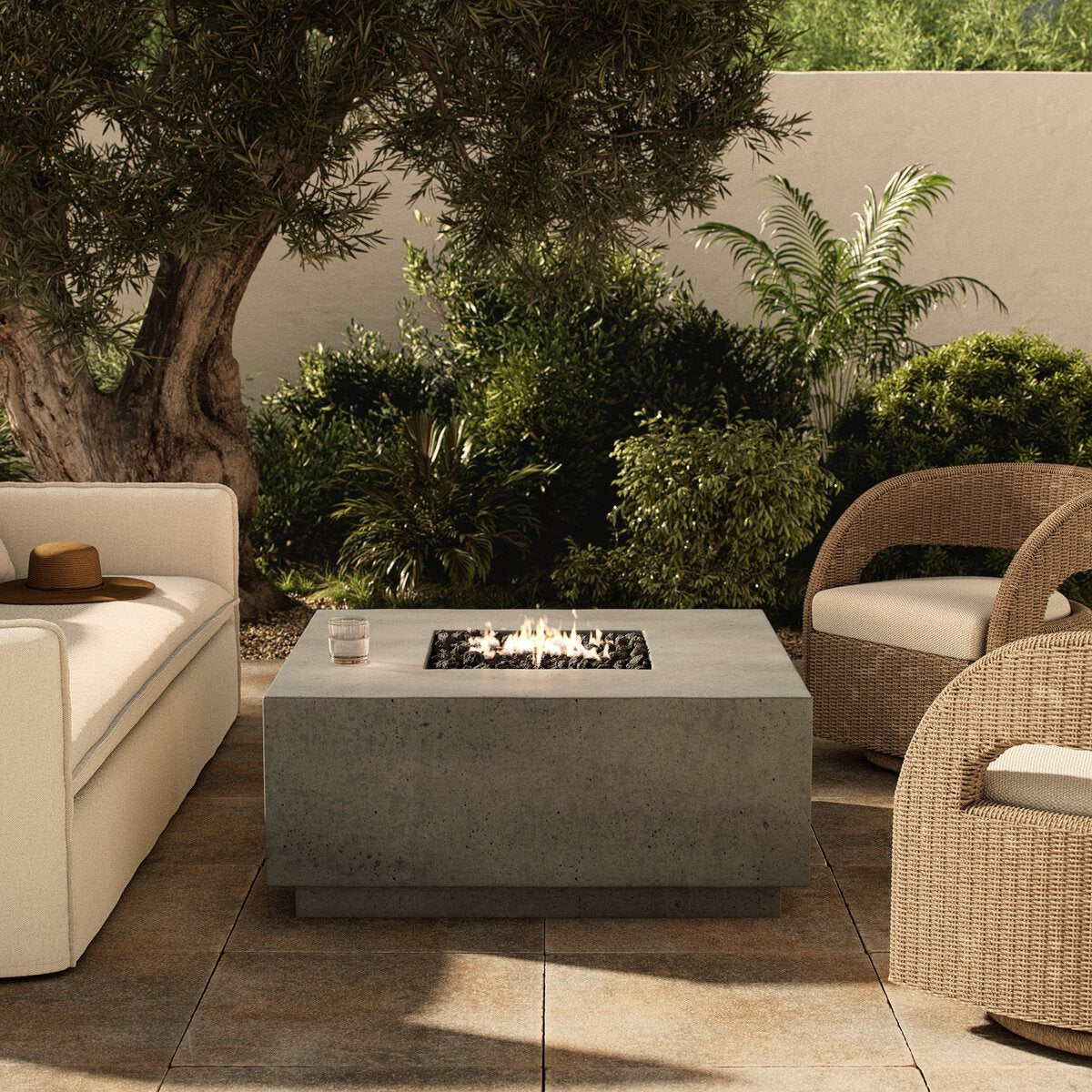 Donovan Outdoor Fire Table Pewter Concrete OL