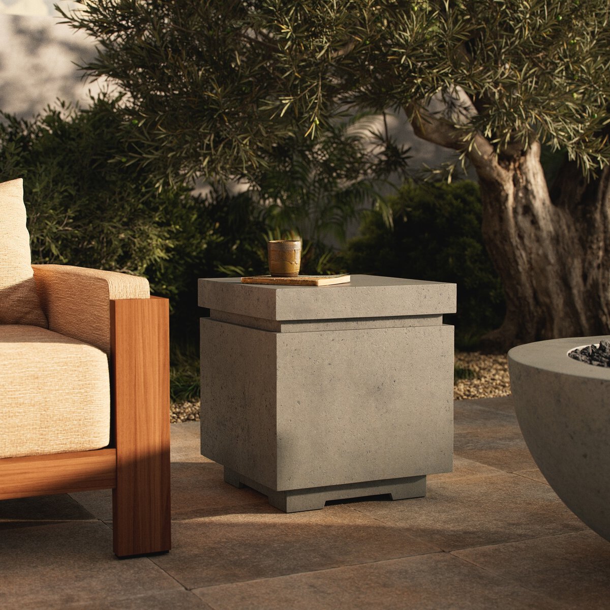 Posen Outdoor Square Propane Enclosure Pewter Concrete OL