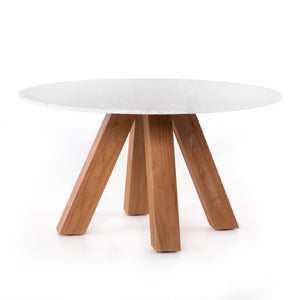 Sanders Outdoor Dining Table-54" Rough White Marble OL