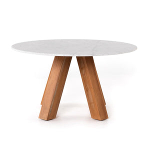 Sanders Outdoor Dining Table-54" Rough White Marble OL