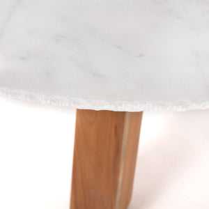 Sanders Outdoor Dining Table-54" Rough White Marble OL