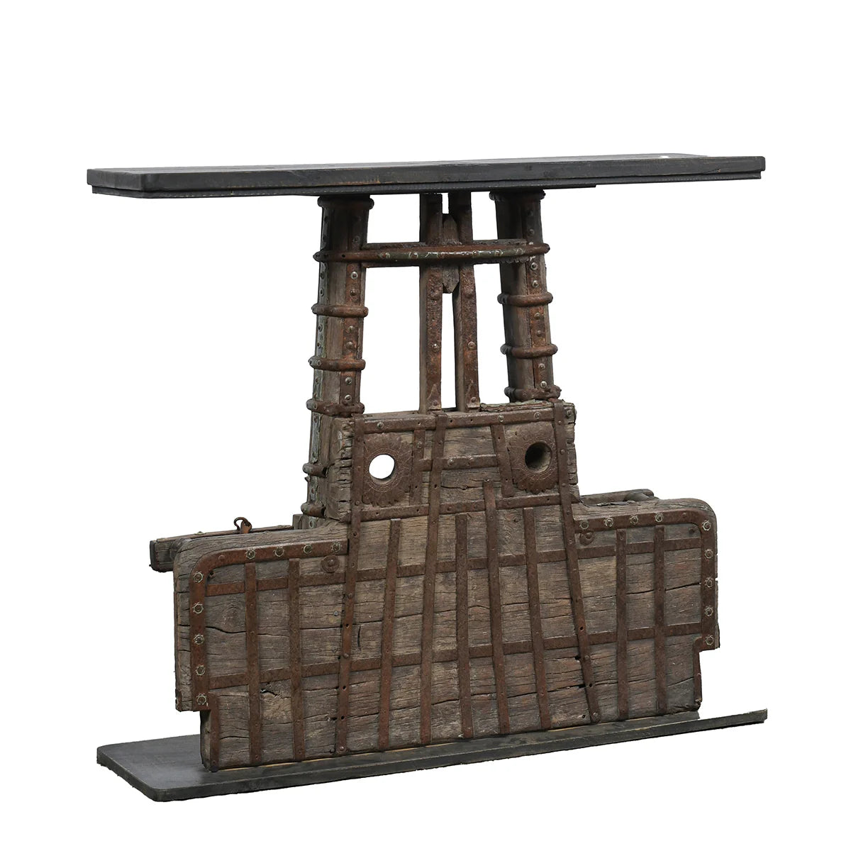 45" Reclaimed Wood Cart Console Table OL