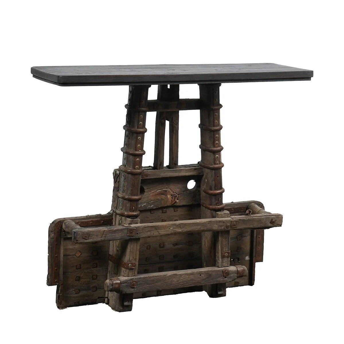 45" Reclaimed Wood Cart Console Table OL