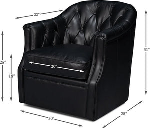 Coolidge Leather Swivel Chair, Black