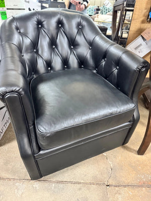 Coolidge Leather Swivel Chair, Black