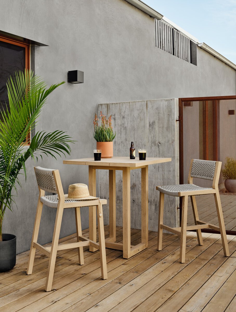 Stapleton Square Outdoor Bar Table Washed Brown-FSC OL