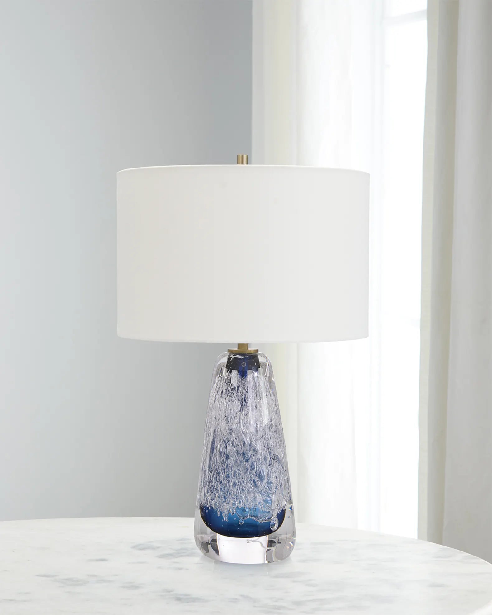 Sapphire Blue Art Glass Lamp