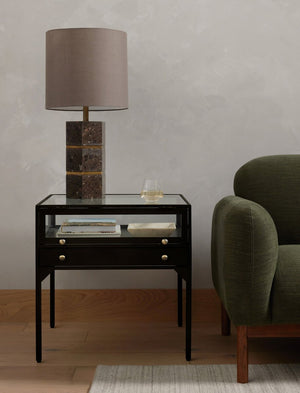 Shadow Box End Table Tempered Glass OL