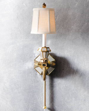Mirrored Sconce w/ Linen Shade