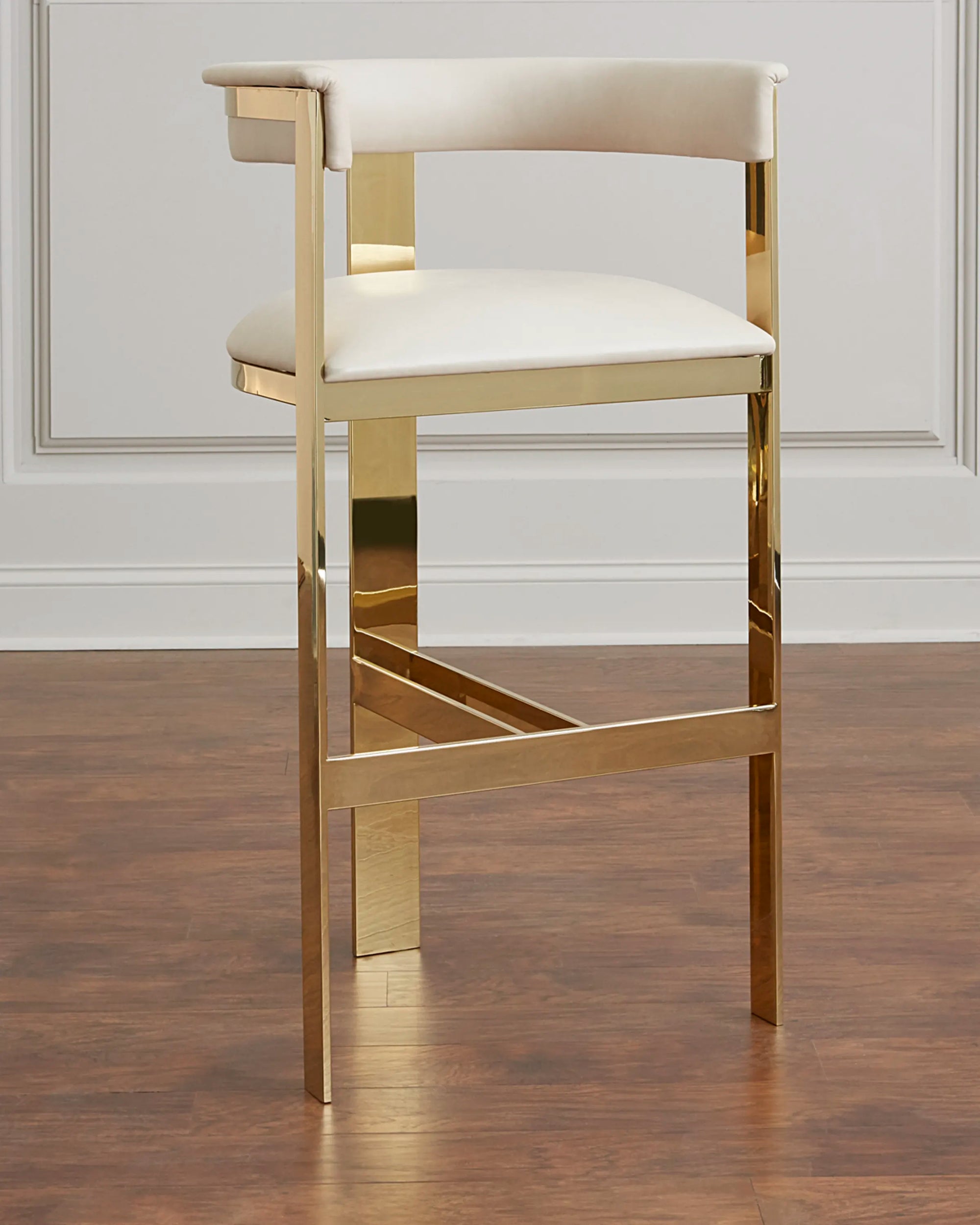 Darla Brass and Leather Bar Stool