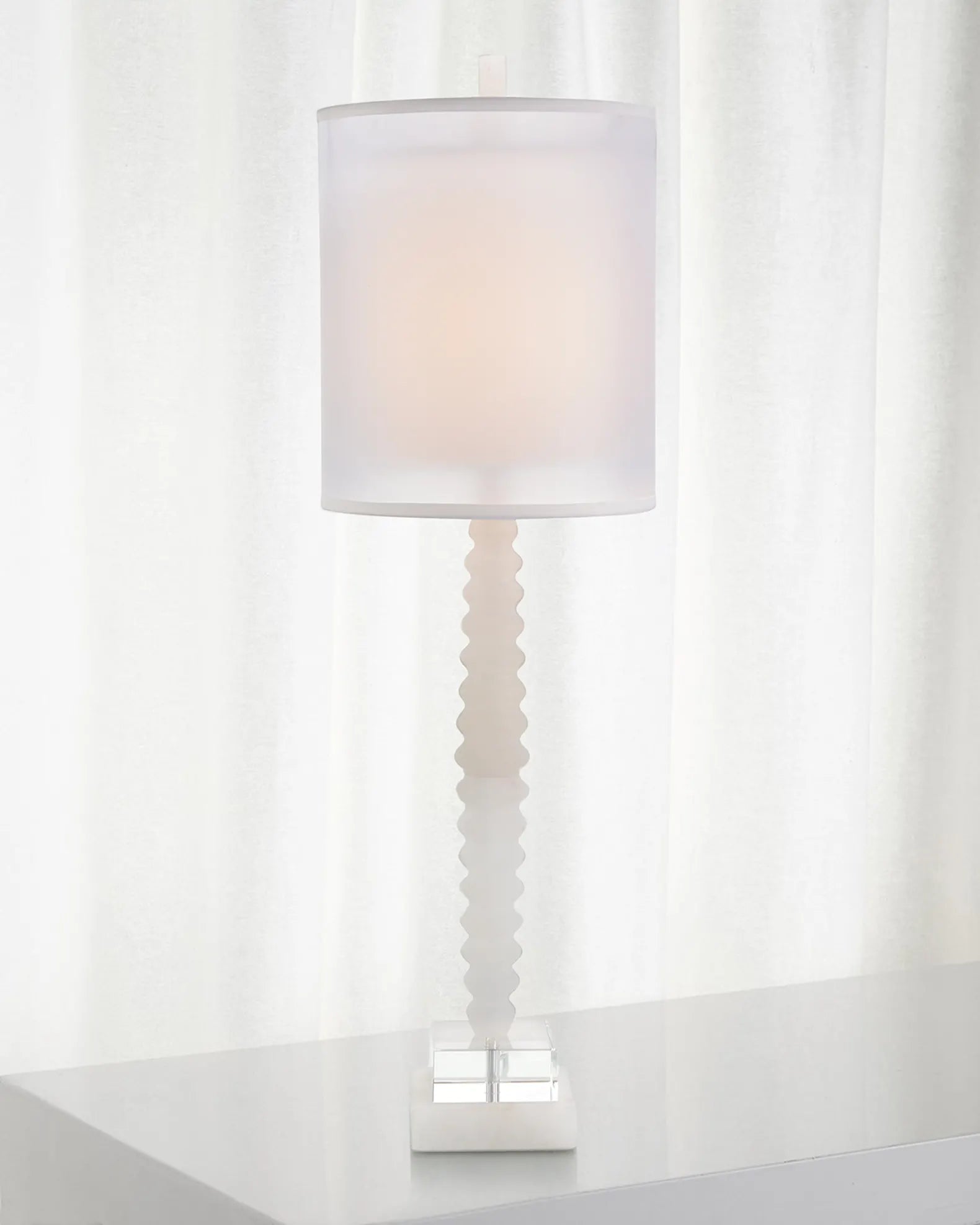 Rippled Alabaster Crystal Table Lamp