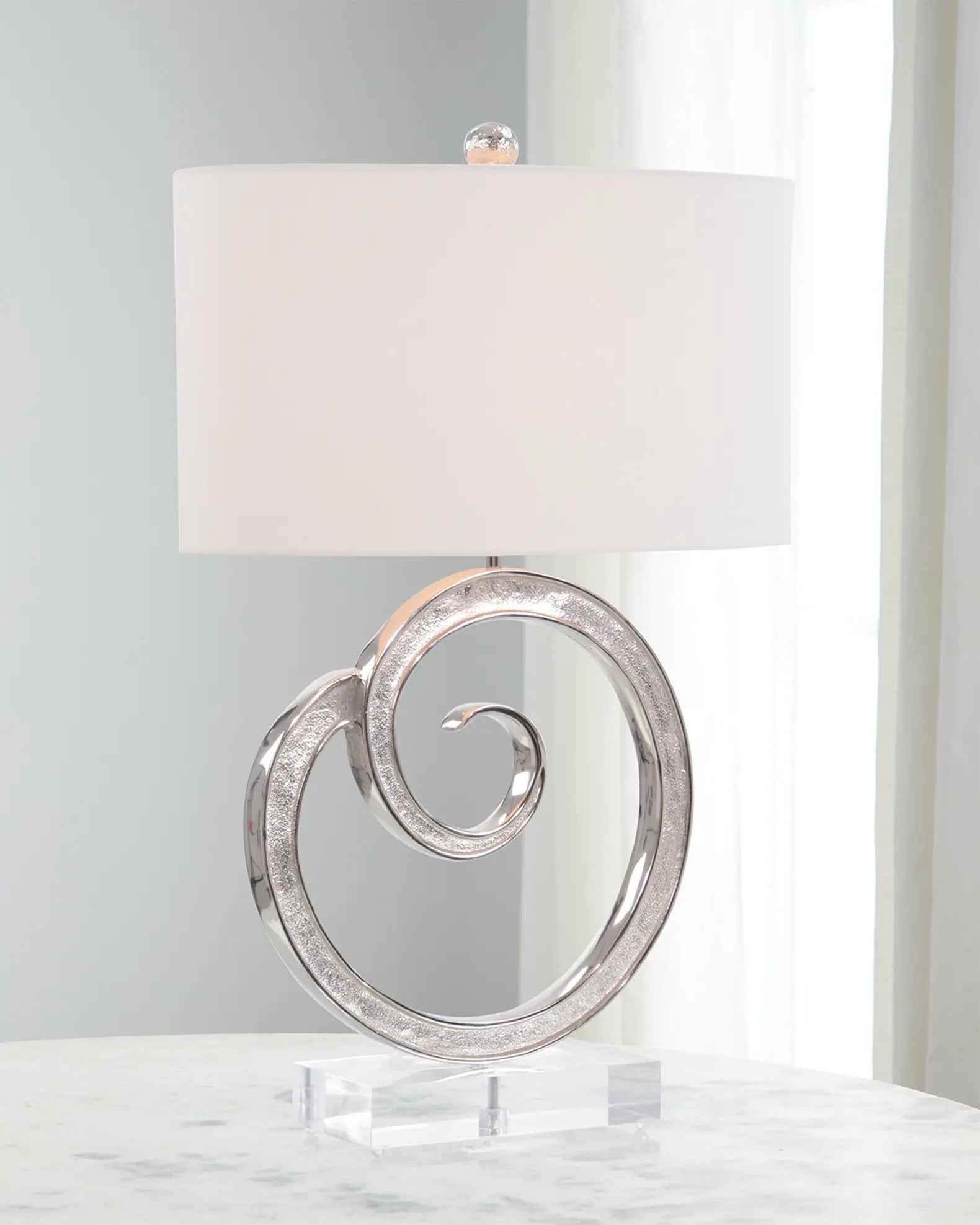 Spiral Nickel Table Lamp