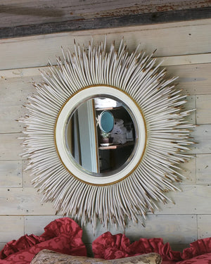 White Porcupine Quill Mirror