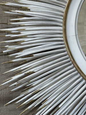 White Porcupine Quill Mirror