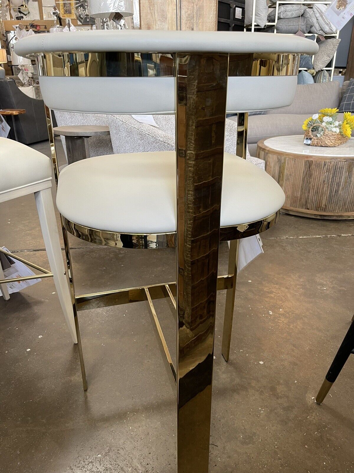 Darla Brass and Leather Bar Stool