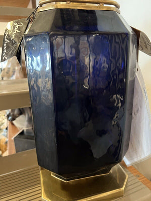 Navy Blue Glass/Brass Lamp