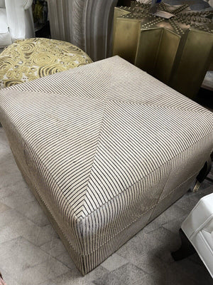 Large Pinstripped Ottoman Cr/Bl