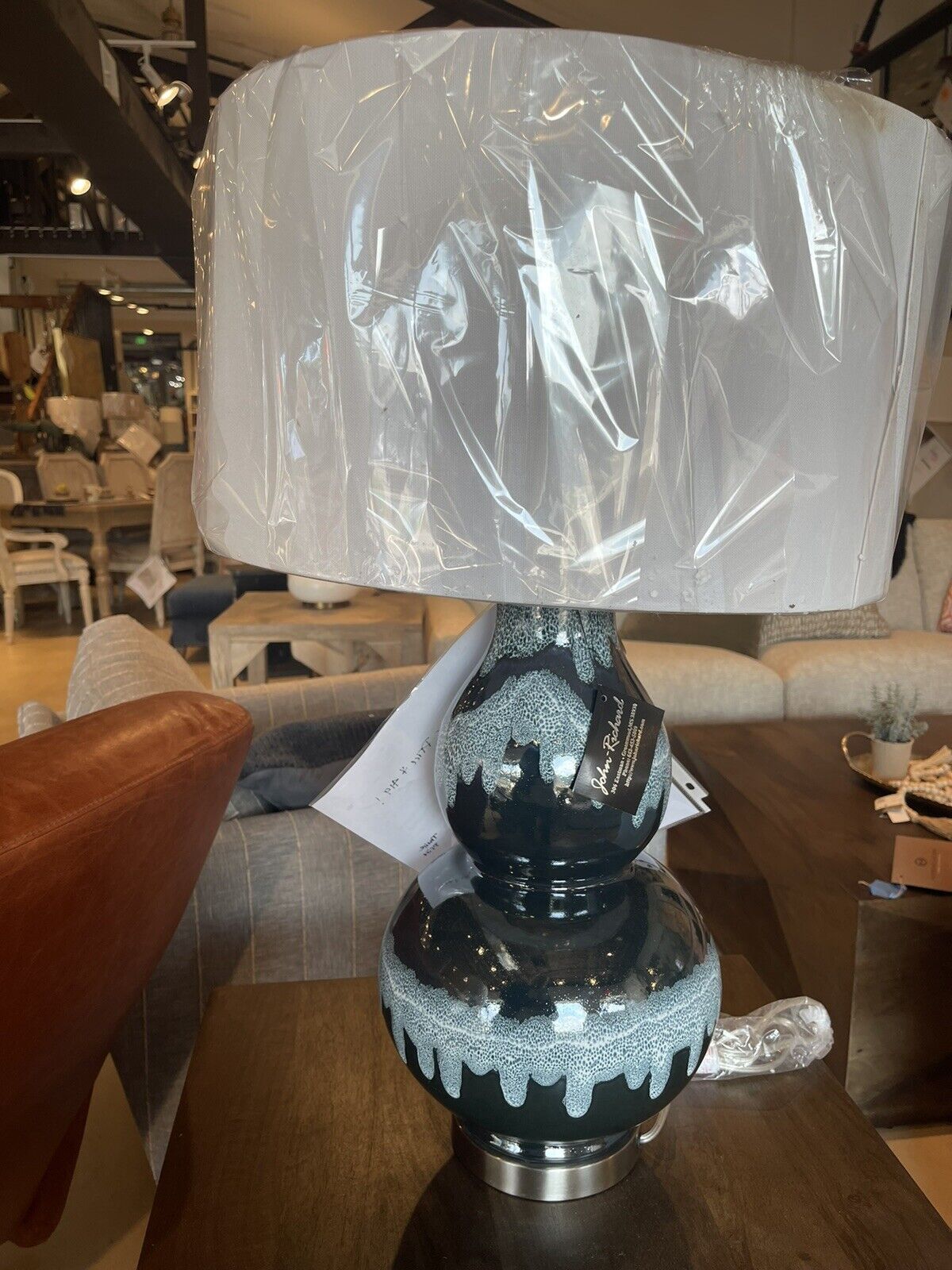 Navy Blue Rain Ceramic Table Lamp