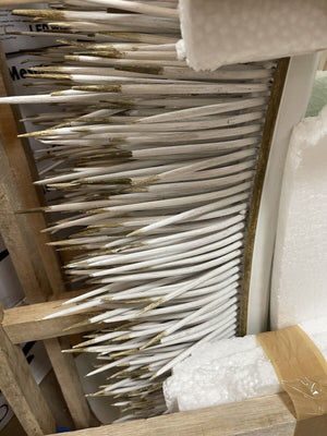 Porcupine Quill Rectangle Mirror in Distressed White Color