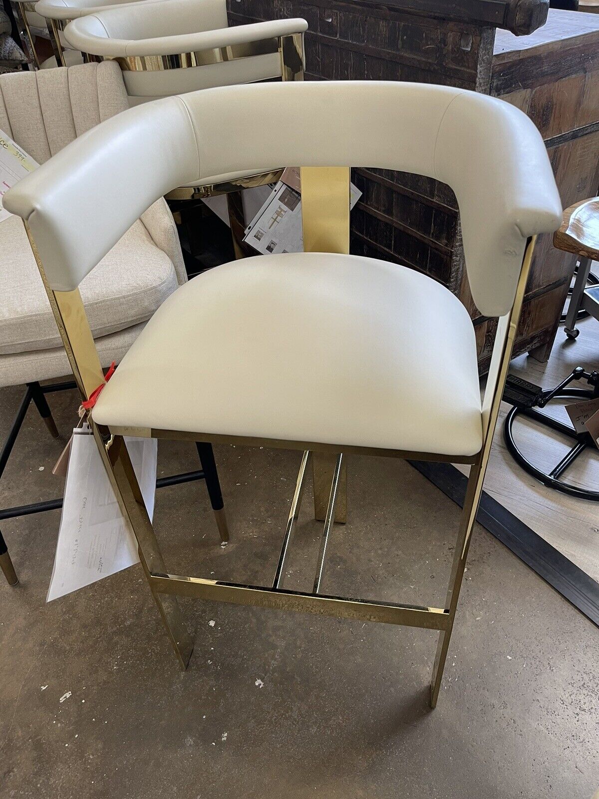 Darla Brass and Leather Bar Stool